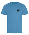 Love4Padel unisex light blue performance t-shirt with black logo
