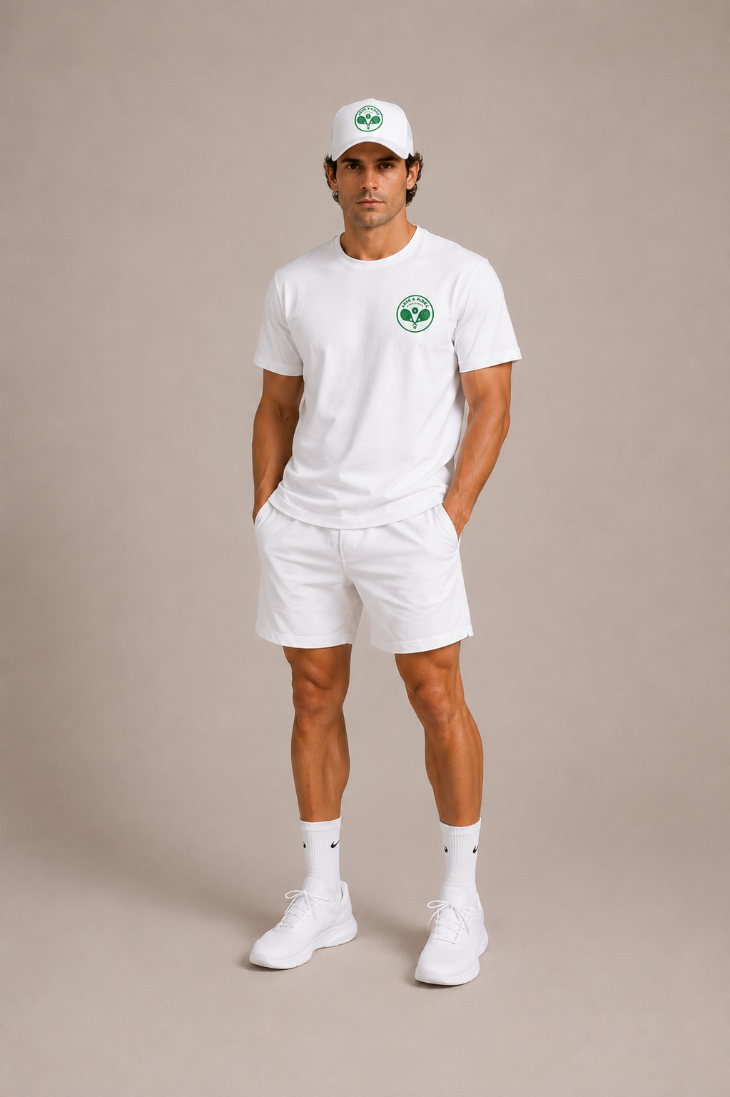 Love4Padel white unisex cotton t-shirt with wimbledon green logo