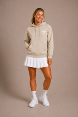 Love4Padel Beige unisex cotton hoodie with white logo