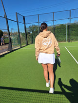 Love4Padel Beige unisex cotton hoodie with white logo