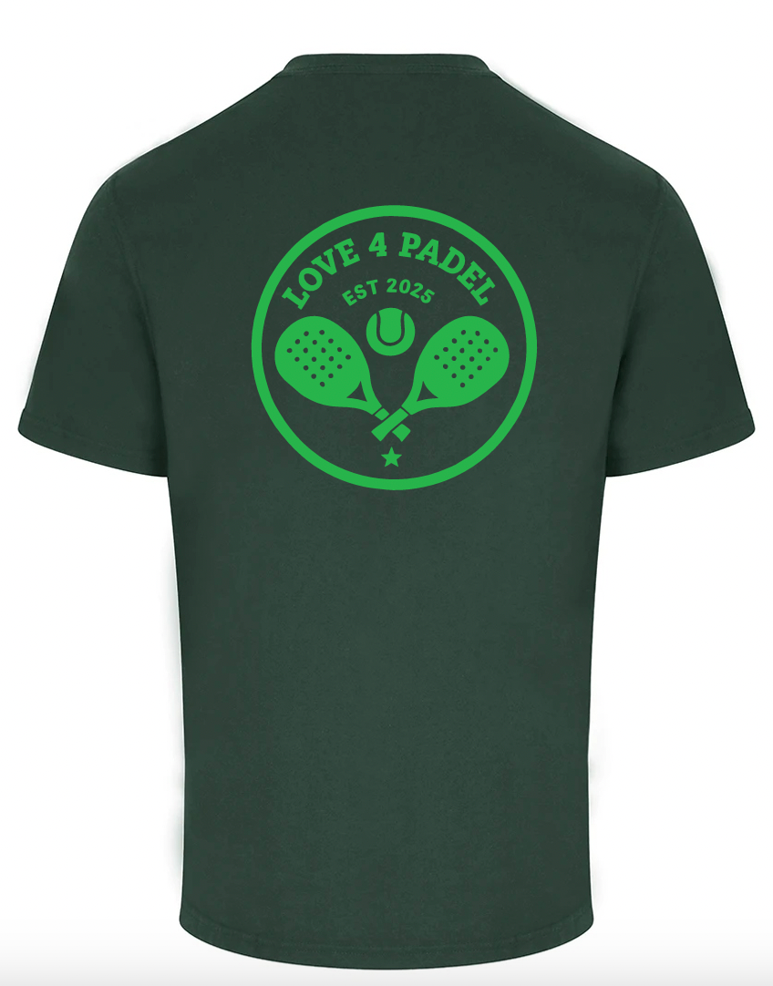 Love4Padel eden green unisex cotton t-shirt with green logo