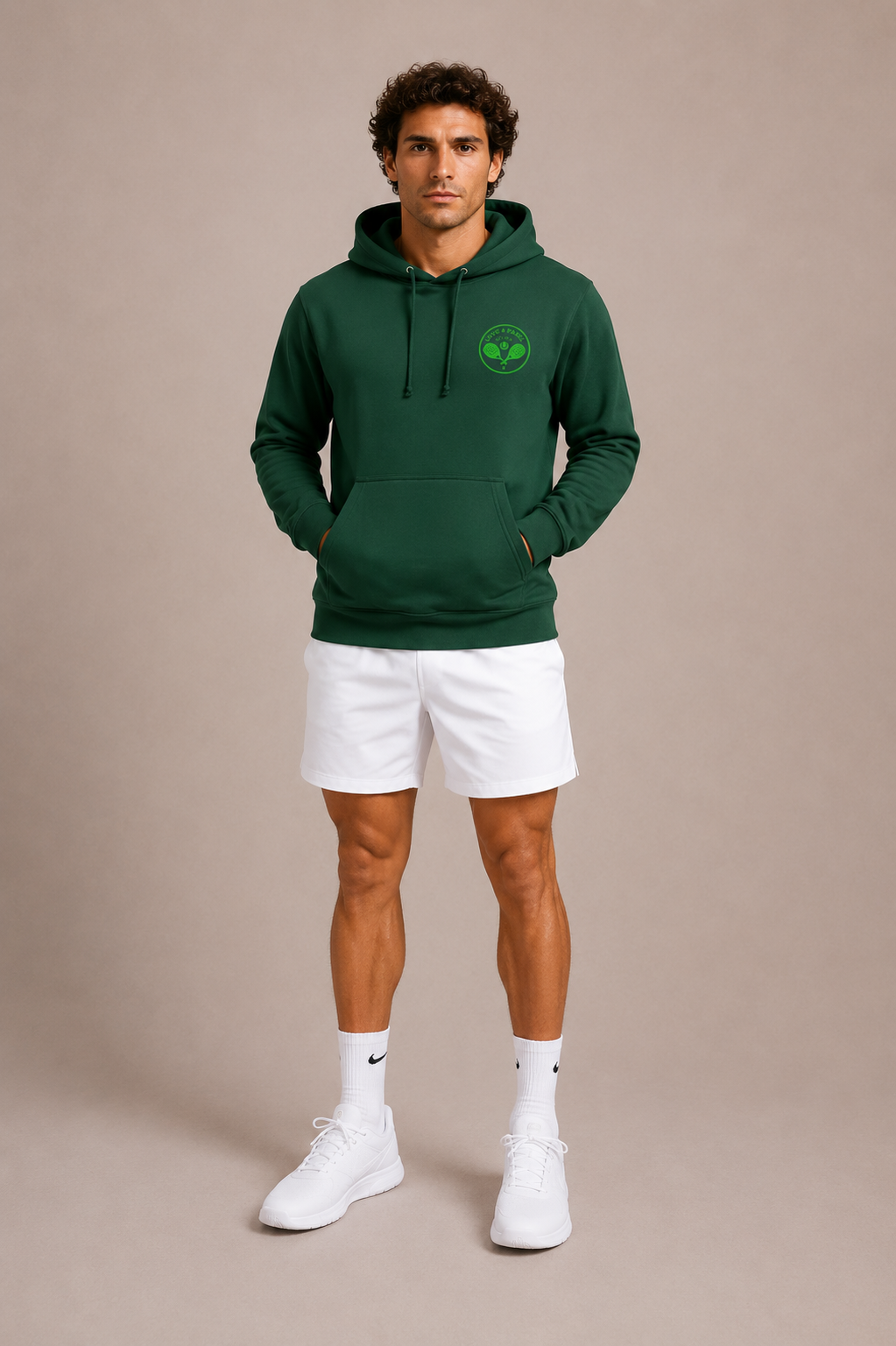 Love4Padel eden green unisex cotton hoodie with light green logo