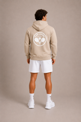 Love4Padel Beige unisex cotton hoodie with white logo
