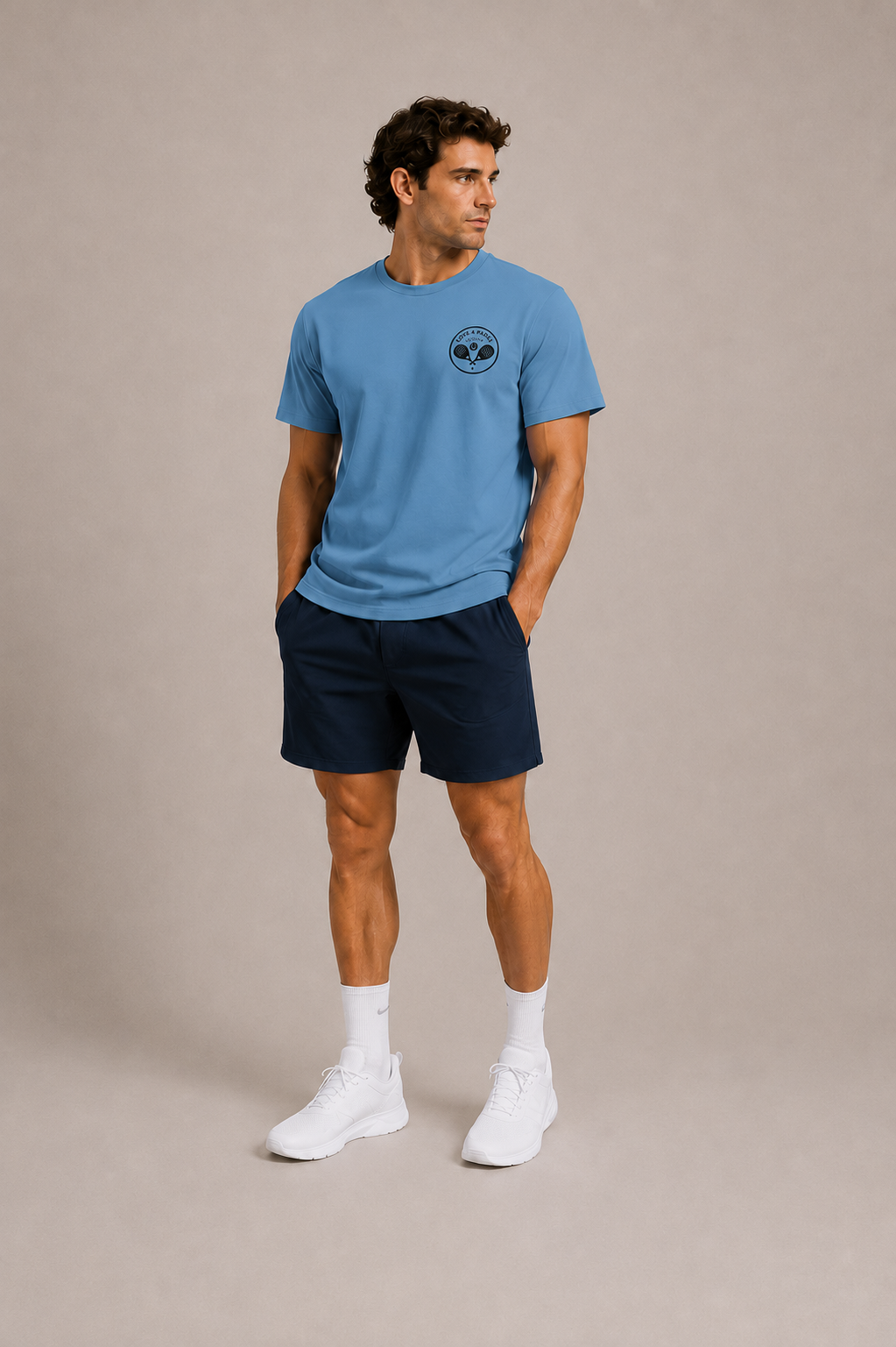 Love4Padelunisex light blue performance t-shirt with black logo