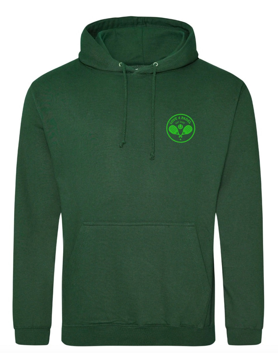 Love4Padel eden green unisex cotton hoodie with light green logo
