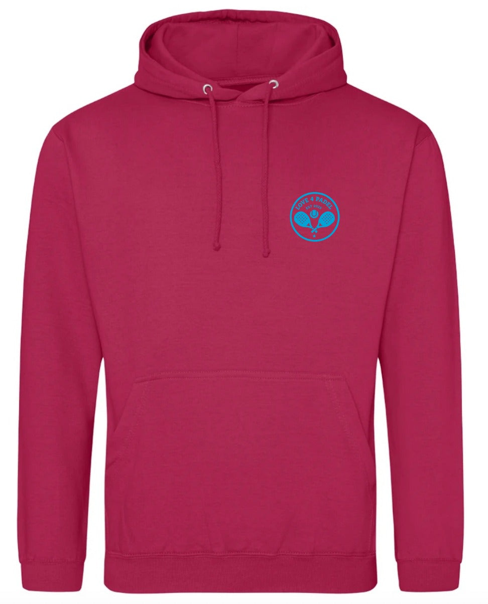 Love4Padel beige unisex cotton hoodie with white logo