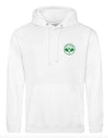 Love4Padel white unisex cotton hoodie with wimbledon green logo