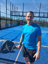 Love4Padel unisex light blue performance t-shirt with black logo