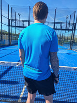 Love4Padel unisex light blue performance t-shirt with black logo