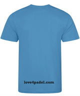 Love4Padel unisex light blue performance t-shirt with black logo