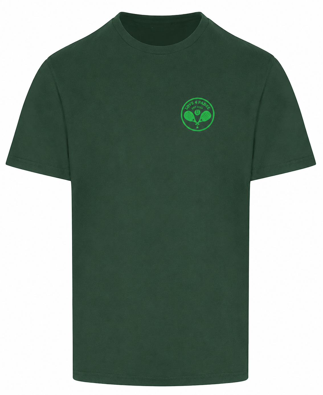 Love4Padel eden green unisex cotton t-shirt with green logo