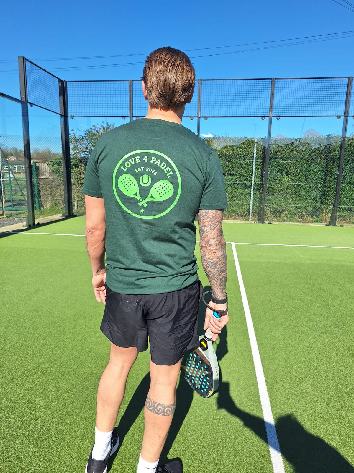 Love4Padel eden green unisex cotton t-shirt with green logo